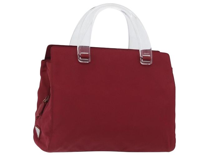 PRADA Bolsa de mão em nylon vermelho Auth ti3669