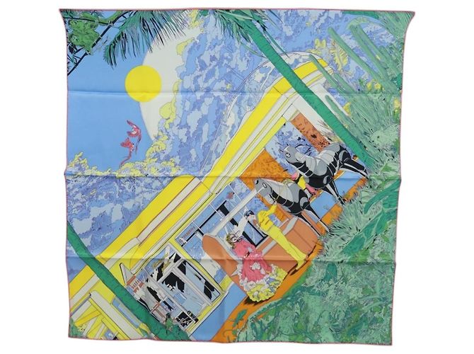 Hermès Foulard HERMES Carre 70 ""Rendez Vous Galant"" in seta multicolore Auth 169638M