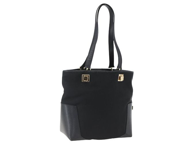 Borsa Tote Salvatore Ferragamo in tela nera e oro Auth bs33228 Nero D'oro