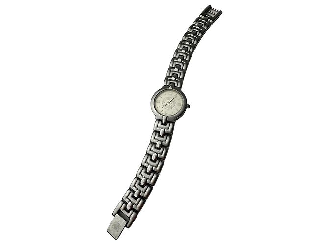 Vintage Givenchy Quartz Watch Silver White Silvery