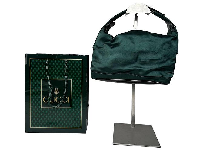 Vintage Gucci Polyester Leder Handtasche Grün