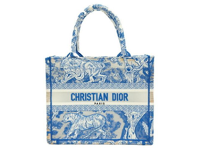 Christian Dior Book Embroidered Canvas Small Bleu