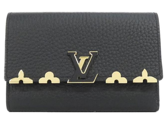 Louis Vuitton Taurillon Portefeuille Capucines Compact Wallet Black