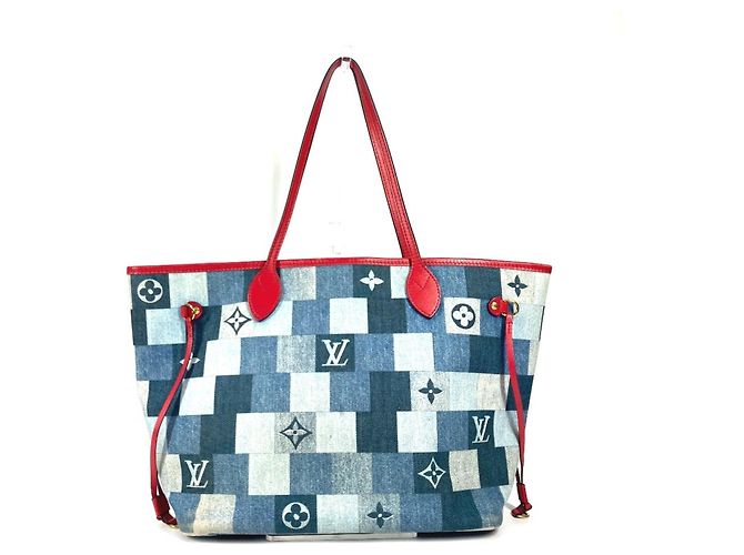 Bolsa tote Neverfull Damier e Monogram Patchwork Denim MM da Louis Vuitton Azul