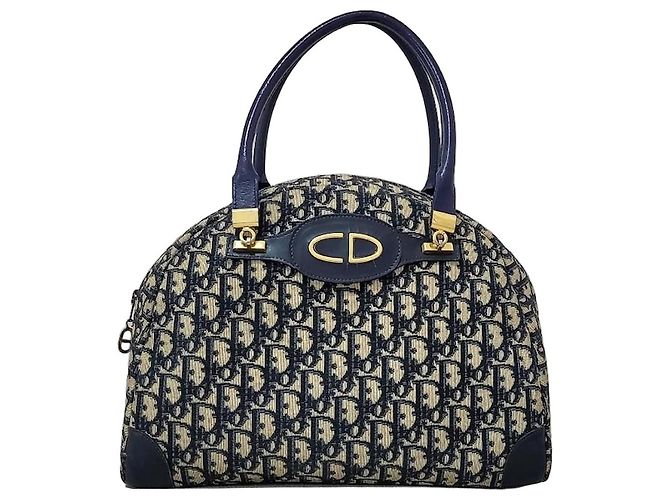 Christian Dior Borsa Trotter Oblique Blu navy Gold hardware