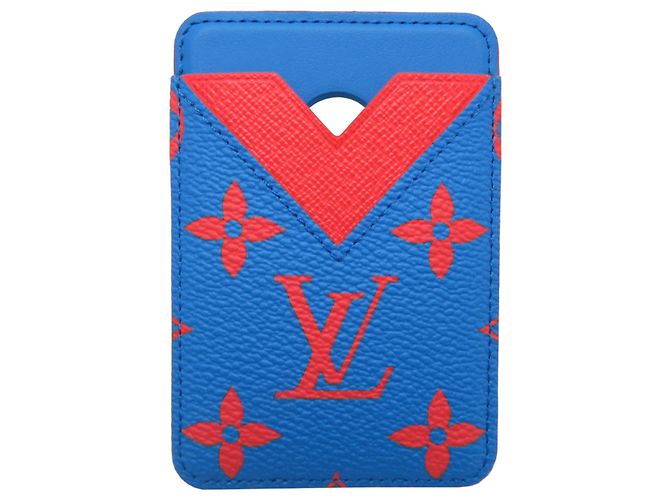 Louis Vuitton Magnetisches Visitenkartenetui Blau Orange