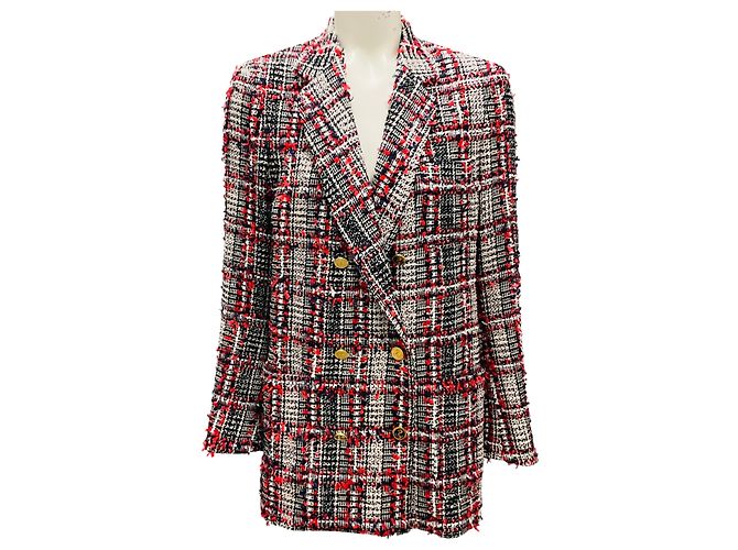 Blazer saco de tweed Príncipe de Gales multi rojo de Thom Browne Multicolor