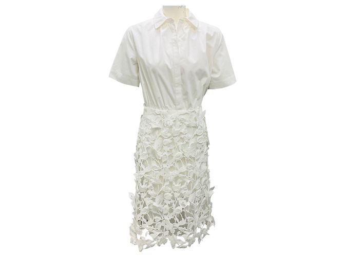 Jonathan Simkhai Vestido midi de guipur floral blanco Colette de Simkhai