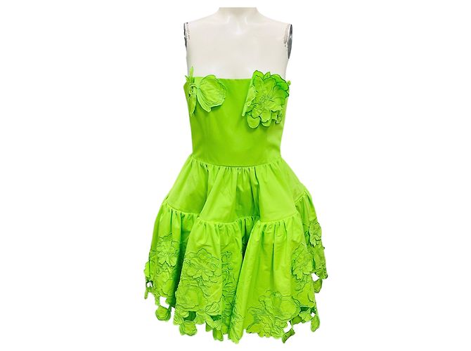 Autre Marque Vestido Mini Bustier Applique Lime Skye de Leo Lin Verde
