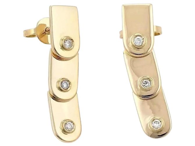 Orecchini Gucci a 3 livelli in oro giallo 18k e diamanti