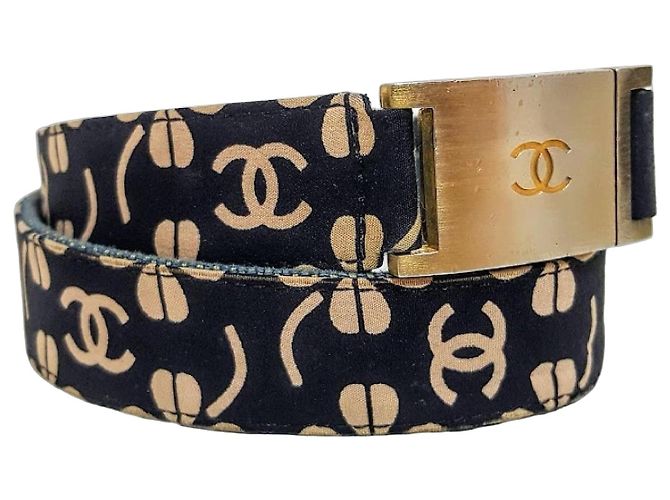 Chanel Clover CC Belt Navy Blue Denim Gold Hardware