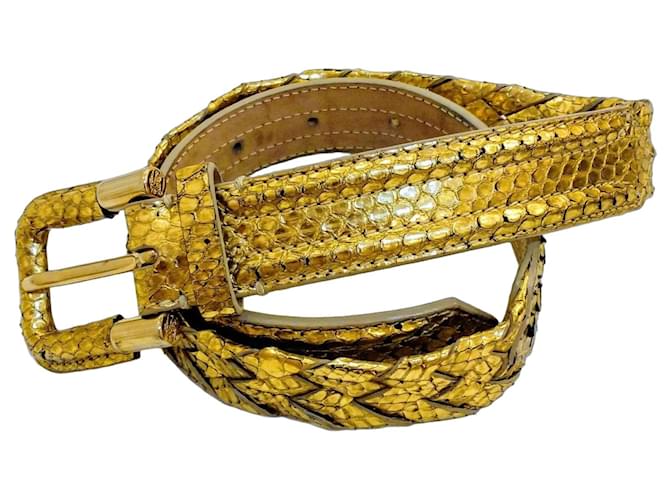 Burberry Gürtel aus Pythonleder Gold Golden 