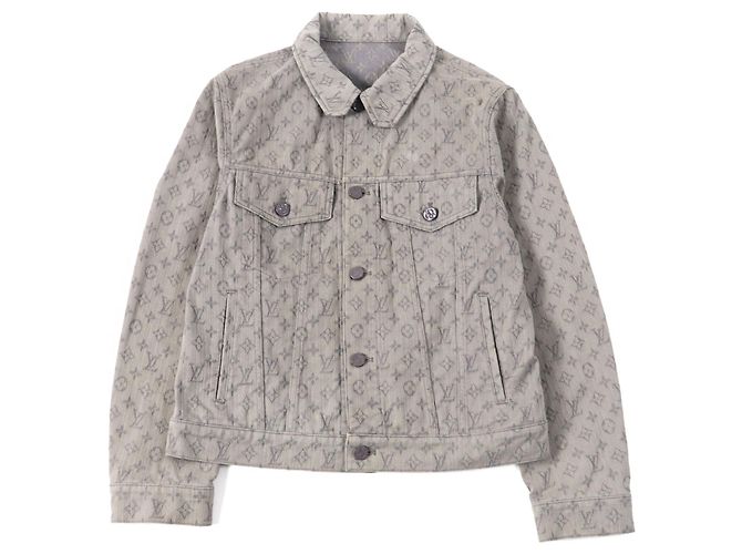 Denimjacke aus Baumwoll-Polyester mit Monogramm von Louis Vuitton Grau