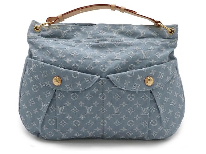 Borsa a spalla in denim Monogram Louis Vuitton Blu