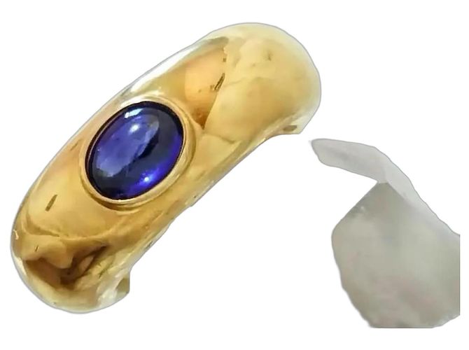 Chaumet 18k Gelbgold Dome-Ring mit blauem Saphir-Cabochon Golden