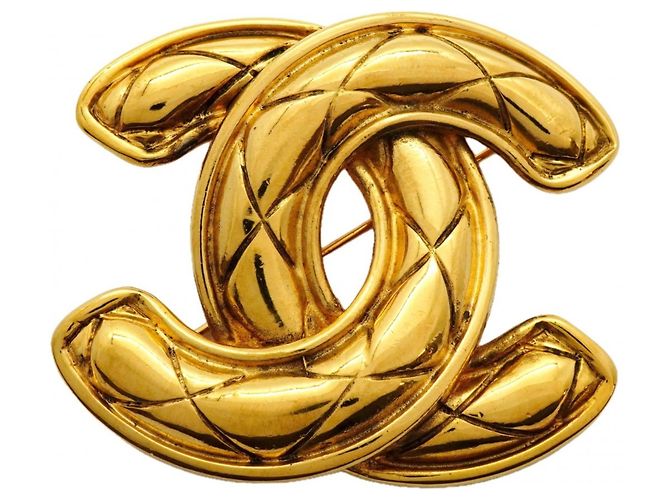 Timeless Chanel Coco Mark Matelassé Brosche in Vergoldung Golden