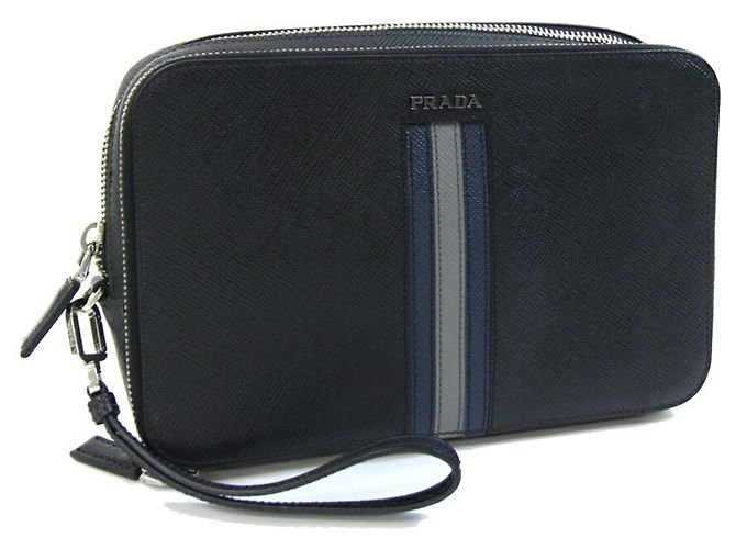 Bolsa de mão Prada 2VF052 em couro preto