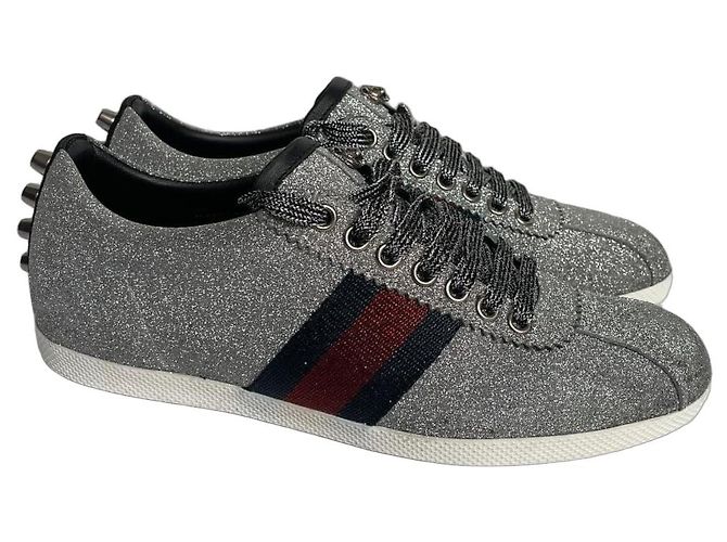 Gucci Sneaker Silber Leder