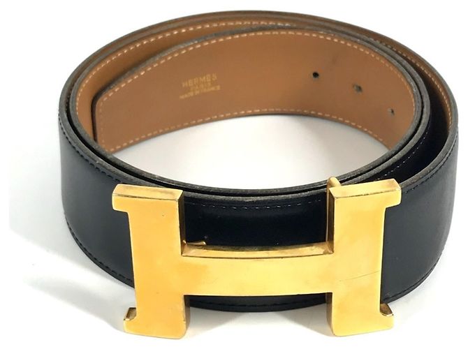 Hermès Hermes Constance H Belt in Black Leather