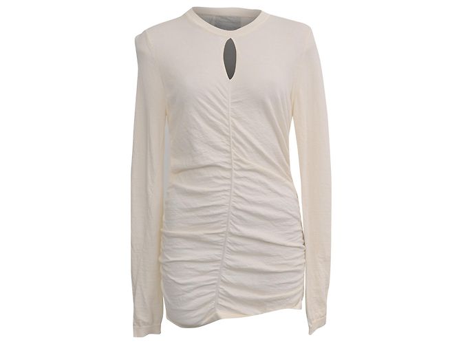 Posy geraffter Pullover aus cremefarbener Wolle von Isabel Marant Weiß Roh