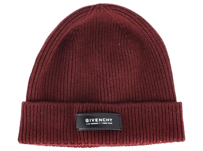 Gorro de lana burdeos con apliques de Givenchy Roja