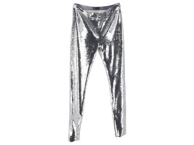 Tom Ford Sequined Leggings in Silver Polyamide Silvery