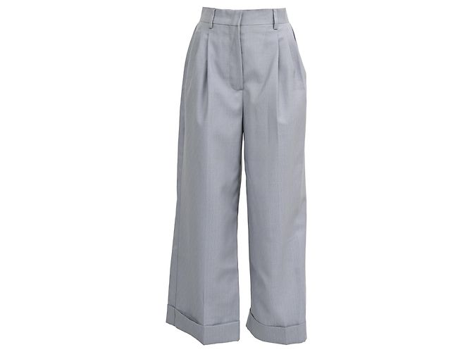 Fendi Gerade Bein Hose aus hellblauer Wolle