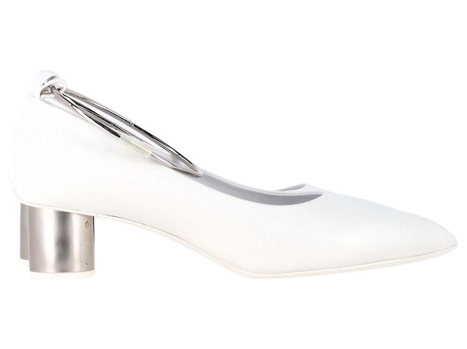 Sapatos Alima Jil Sander em couro branco Cru