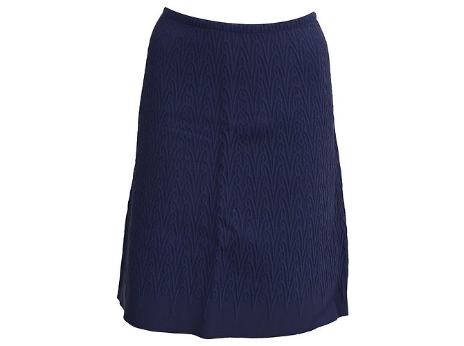 Saia Texturizada Alaïa Comprimento do Joelho em Viscose Azul