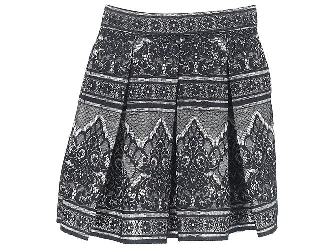Falda mini plisada de encaje Maje en poliamida negra Negro