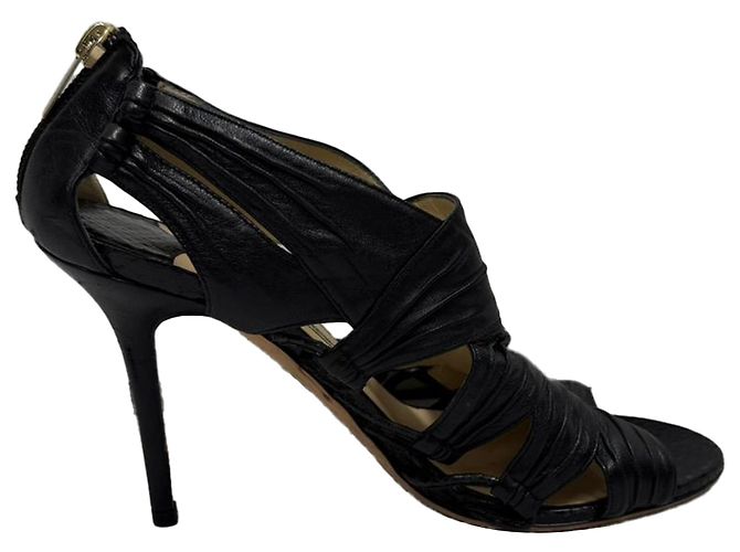 Sandales à talons découpées Jimmy Choo en cuir noir