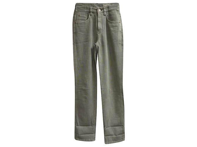 Jeans de pierna recta en algodón oliva Brunello Cucinelli Verde Verde oliva