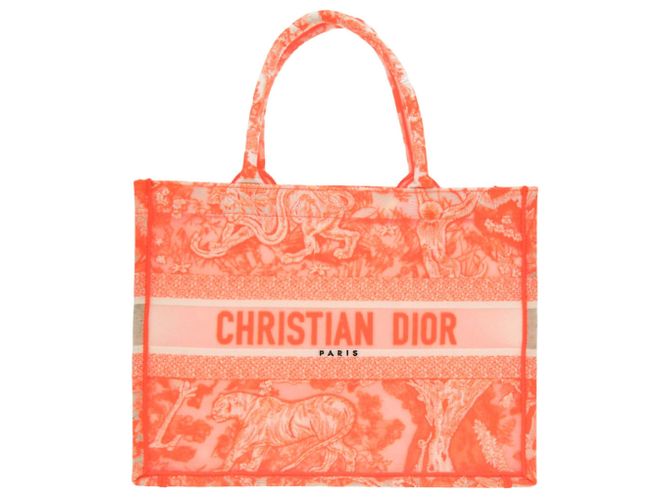Christian Dior Book Tote Medium Handtasche Weiß Orange