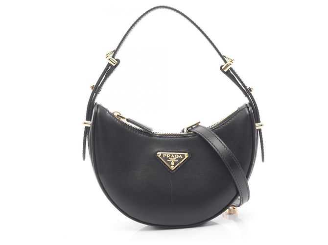 Bolsa de mão em couro de bezerro macio Prada Arke Preto
