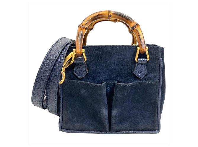 Borsa a Spalla Mini Bamboo di Gucci Blu navy