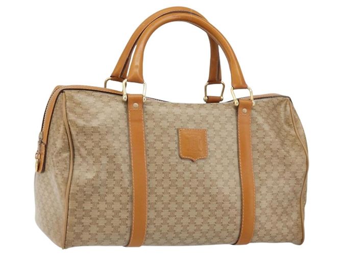 Céline CELINE Macadam Canvas Handtasche PVC Beige Gold Auth ti3725 Golden