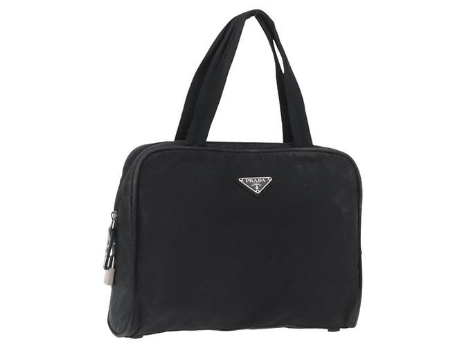 PRADA Handtasche aus Nylon Schwarz Silber Auth BA10663