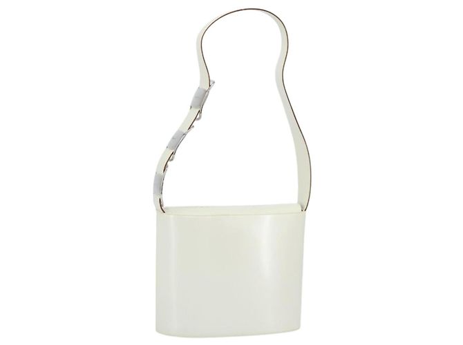 Borsa a Spalla Vala in Pelle Bianca e Argento di Salvatore Ferragamo Auth BA10620 Bianco