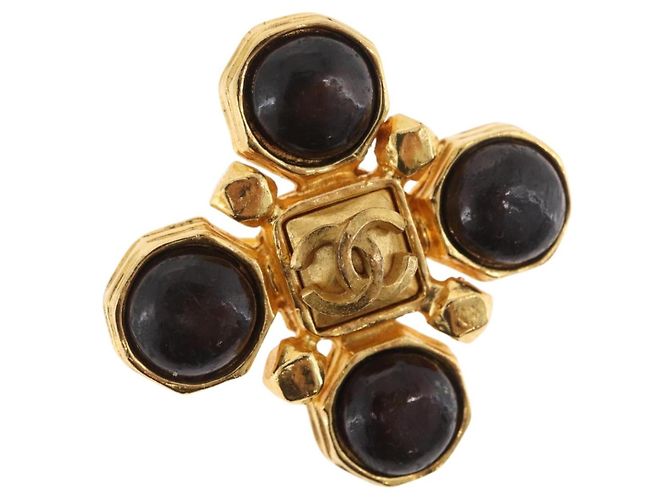 Broche de metal dourado CC Auth 168257V da CHANEL COCO