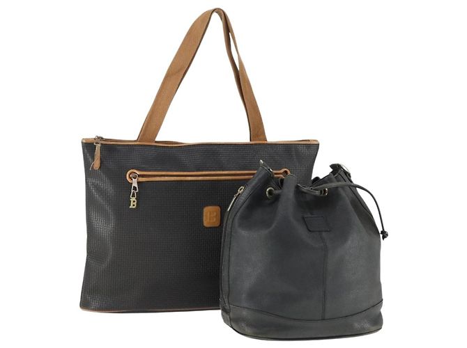 Bolsa de Ombro de Couro BALLY Burberrys 2 Peças Preta Auth ka2315 Preto