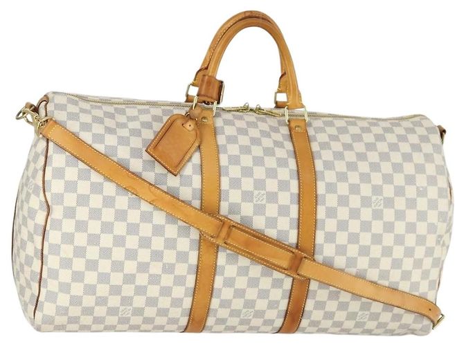 LOUIS VUITTON Borsa Boston Keepall Bandoulière 55 Damier Azur N41429 Auth 166321