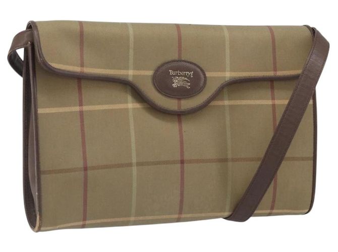 Borsa a Spalla Burberrys Nova Check in Tela Beige Oro Auth bs33287 D'oro
