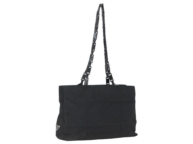 PRADA Shoulder Bag Nylon Black Silver Auth bs33284 Silvery
