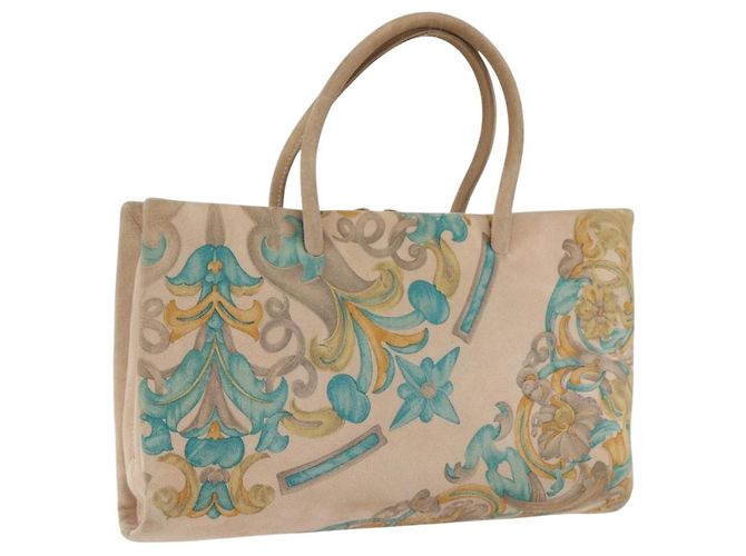 LOEWE Sac à main Suède Beige Or Auth 169854 Doré