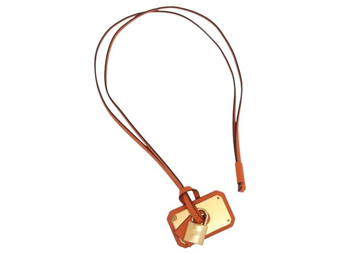 Hermès Collar HERMES Okelley GM Cuero Naranja Auth 169916SAV