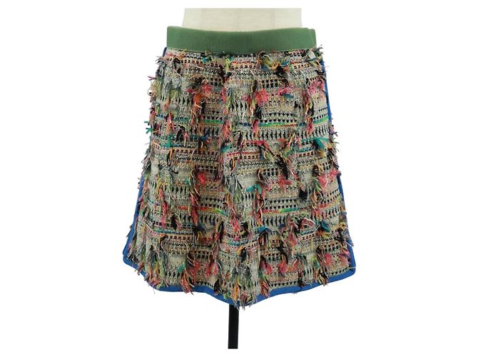 CHANEL Skirt Tweed Multicolor CC Auth 170807V Multiple colors