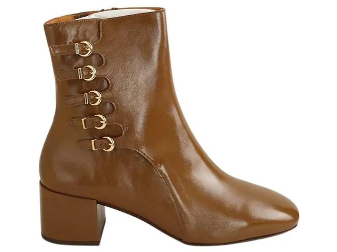 SéZane Botas de cuero charol marrón Castaño 