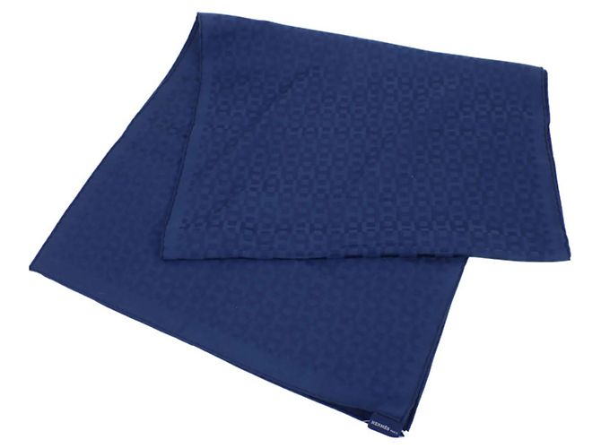 Xale de cashmere, lã e seda azul marinho Hermès