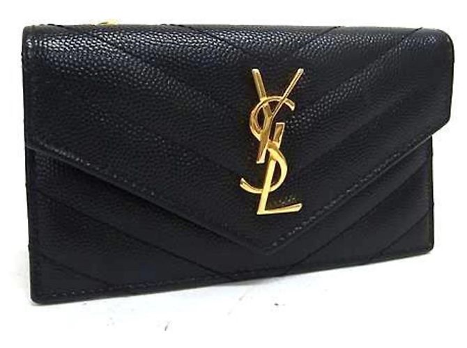 Yves Saint Laurent Black Leather Card Case 