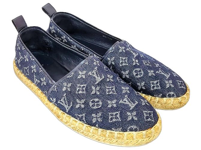 Louis Vuitton Monogram Espadrilles Mules Navy Blue Denim Marineblau